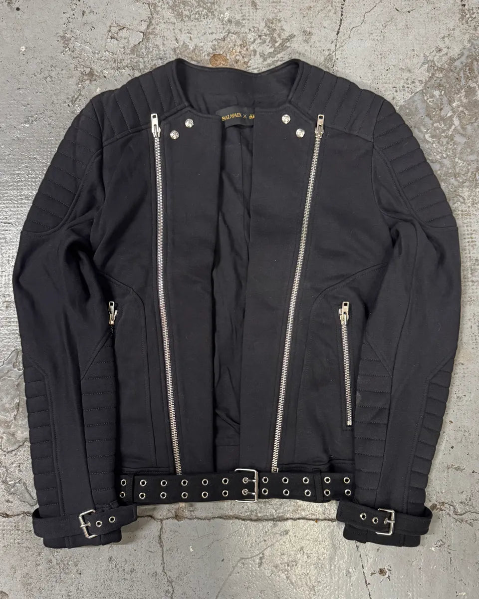 AW2015 Balmain x H&M Black Horpist Biker Sweater SSxLNAN 0