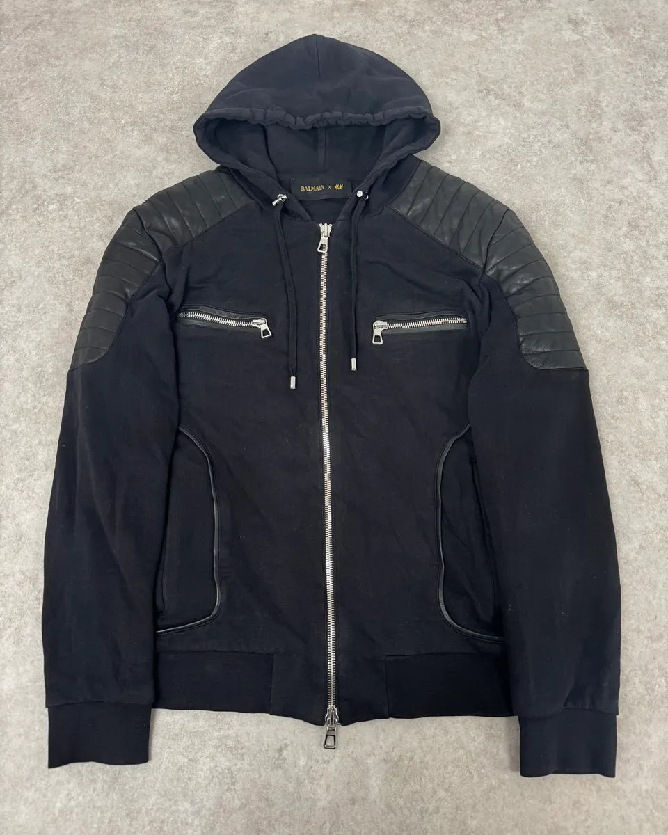 AW2015 Balmain x H&M Black Padded Zip-up Hoodie SkmNXPj 0