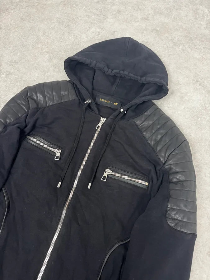AW2015 Balmain x H&M Black Padded Zip-up Hoodie SkmNXPj 4