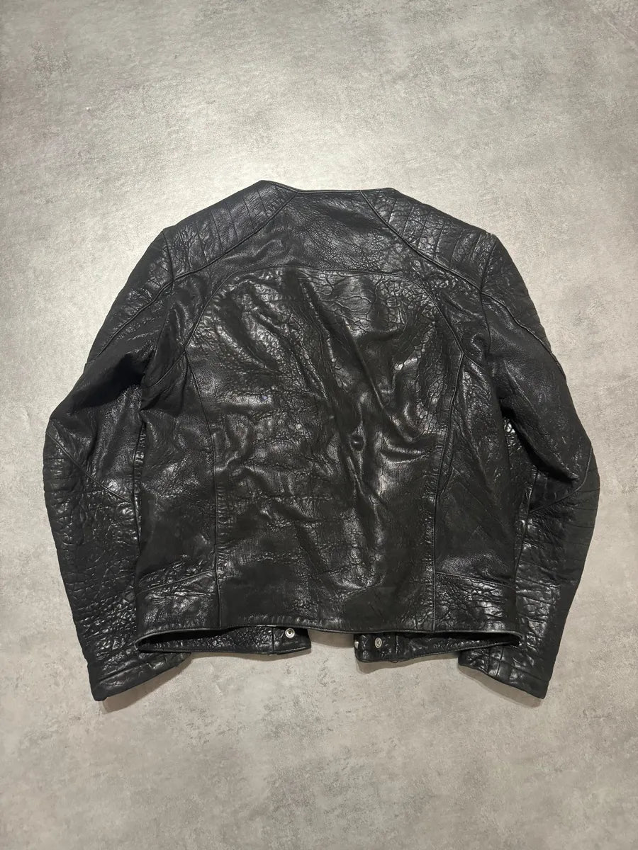 AW2015 Balmain x H&M Pure Biker Black Leather Jacket dCjoXFY 3