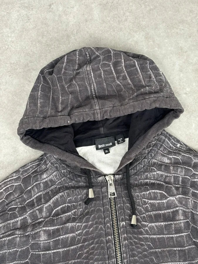 AW2015 Cavalli Grey Obscure Crocodile Effect Zip-up Hoodie jEAdvBr 3