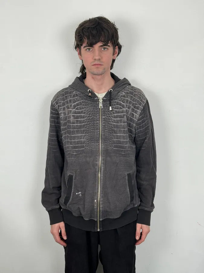 AW2015 Cavalli Grey Obscure Crocodile Effect Zip-up Hoodie jEAdvBr 1
