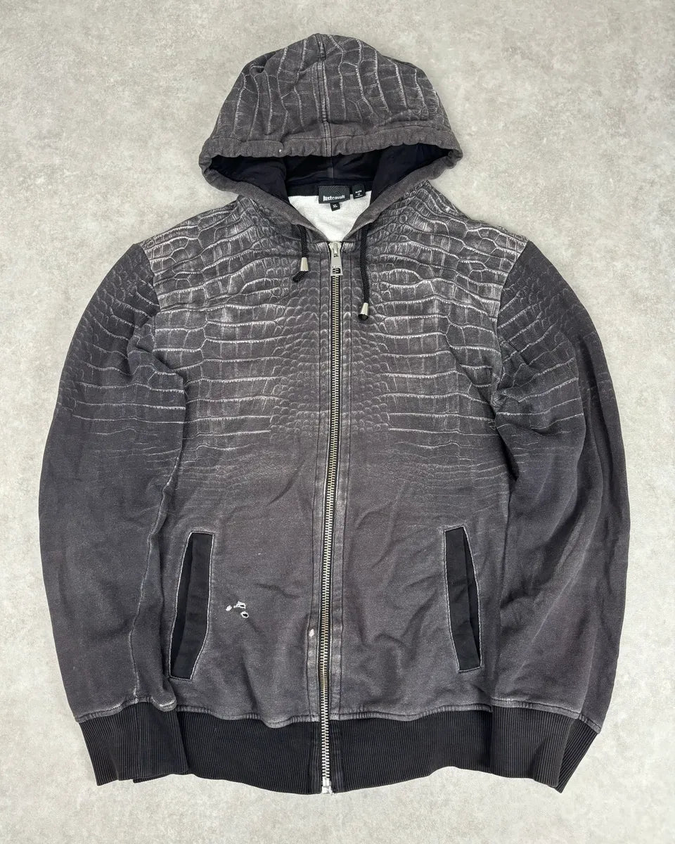 AW2015 Cavalli Grey Obscure Crocodile Effect Zip-up Hoodie jEAdvBr 0