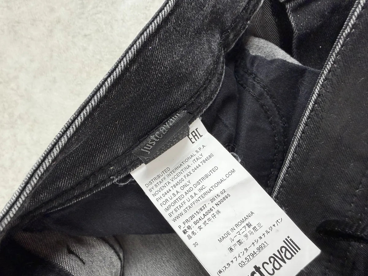 AW2015 Cavalli Black Skinny Obscure Rock Denim Jeans ynKWppG 8