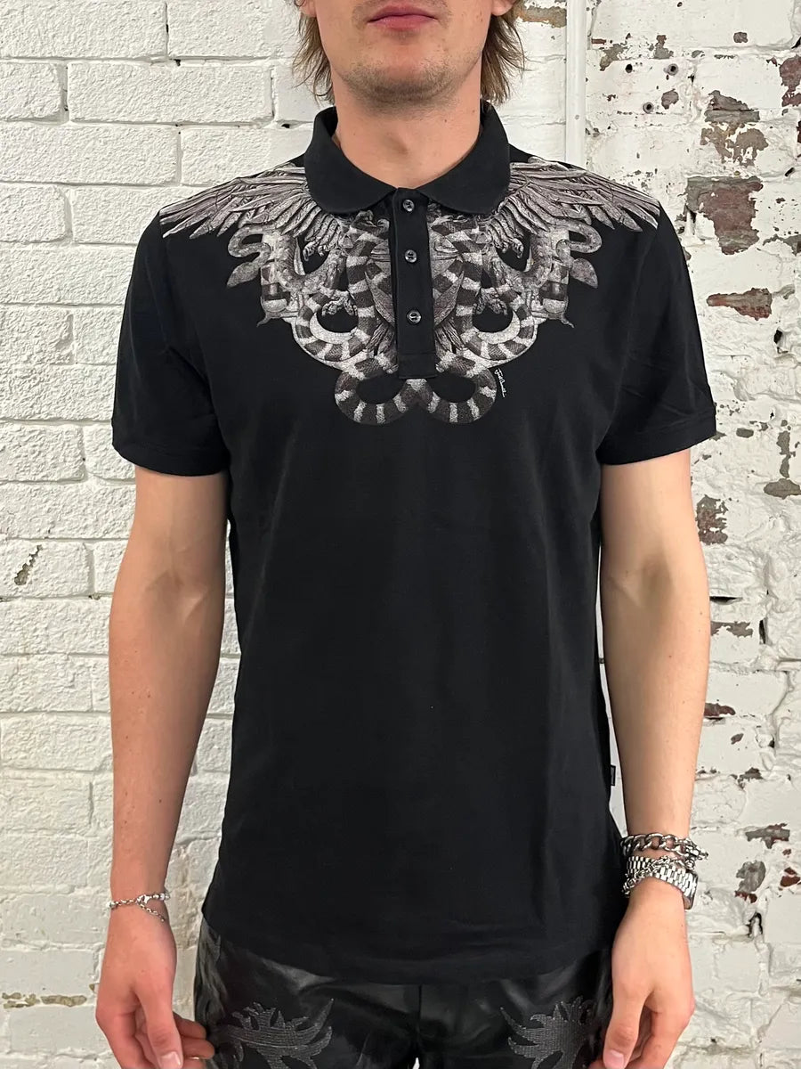 AW2015 Cavalli Knife Wings Black Polo Shirt YMlwixM 0