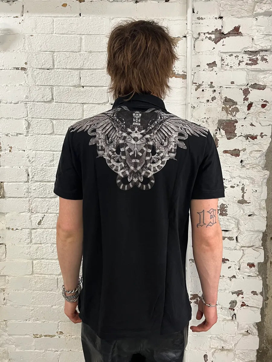 AW2015 Cavalli Knife Wings Black Polo Shirt YMlwixM 1