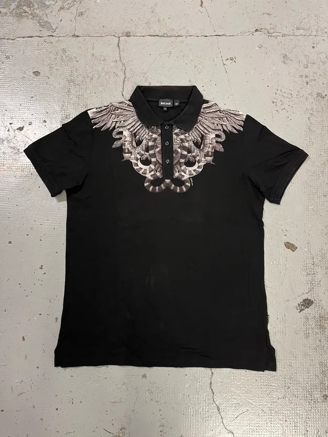AW2015 Cavalli Knife Wings Black Polo Shirt YMlwixM 2
