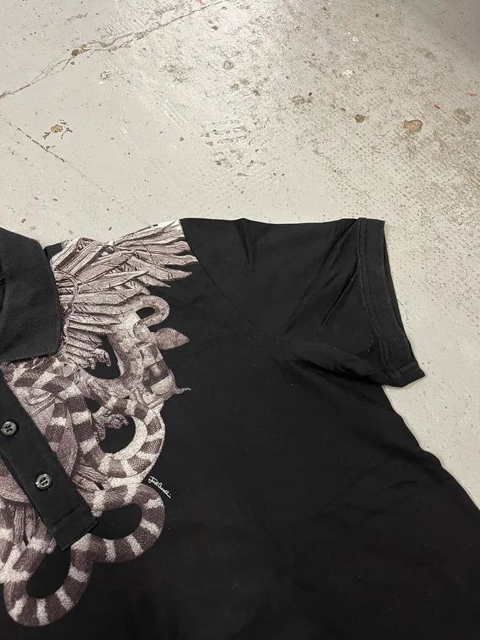 AW2015 Cavalli Knife Wings Black Polo Shirt YMlwixM 4