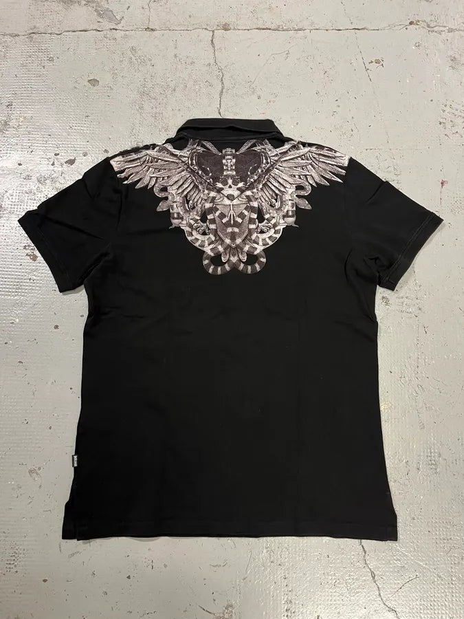 AW2015 Cavalli Knife Wings Black Polo Shirt YMlwixM 5