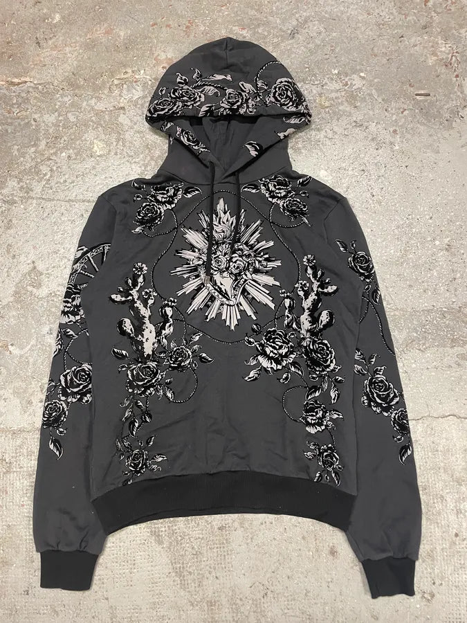 AW2015 Dolce & Gabbana Flowers Distinct Grey Hoodie (S/M) BVypdrd 3
