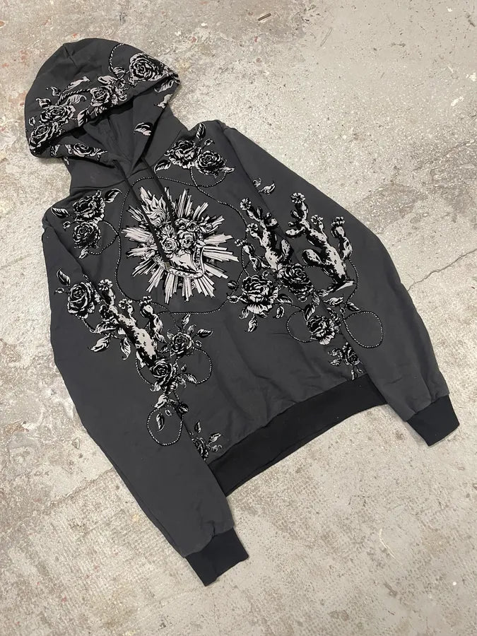 AW2015 Dolce & Gabbana Flowers Distinct Grey Hoodie (S/M) BVypdrd 4