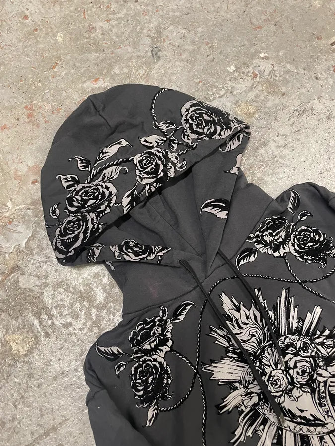 AW2015 Dolce & Gabbana Flowers Distinct Grey Hoodie (S/M) BVypdrd 5