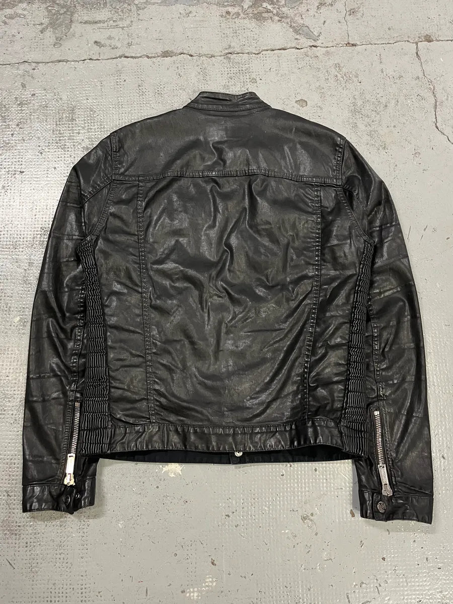 AW2015 Dsquared2 Biker Waxed Black Jacket sPTbKQG 6