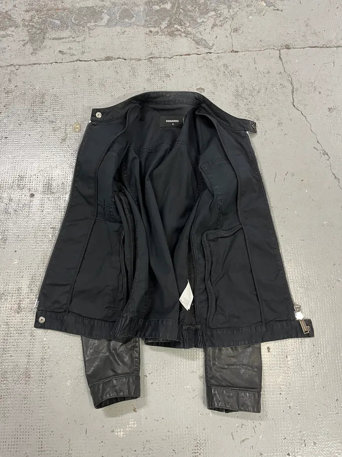 AW2015 Dsquared2 Biker Waxed Black Jacket sPTbKQG 8