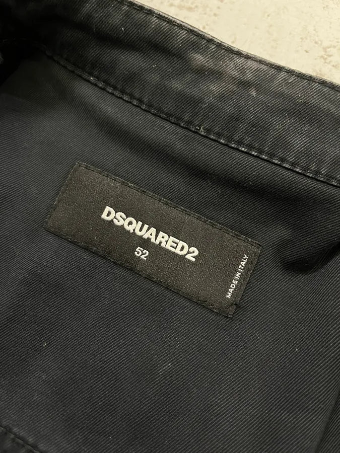 AW2015 Dsquared2 Biker Waxed Black Jacket sPTbKQG 9