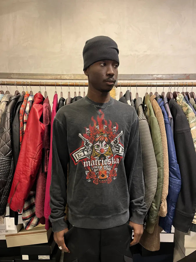 AW2015 Dsquared2 Black Gun Moto Crewneck Sweater KZMBVmo 1