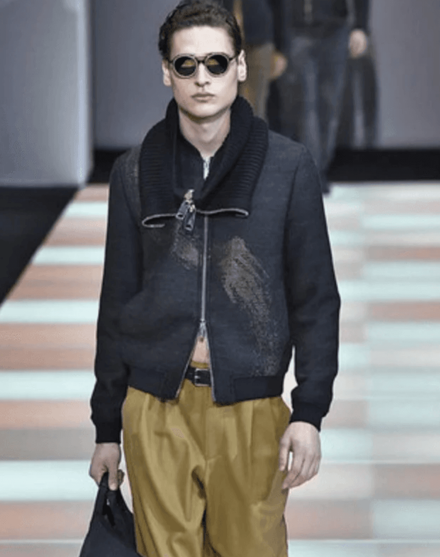 AW2015 Emporio Armani Aura Black Knit Metallic Bomber Jacket KTQhbHg 1