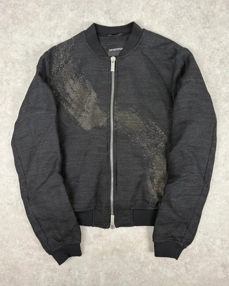 AW2015 Emporio Armani Black Wool Aura Bomber Jacket rbWtIMZ 0