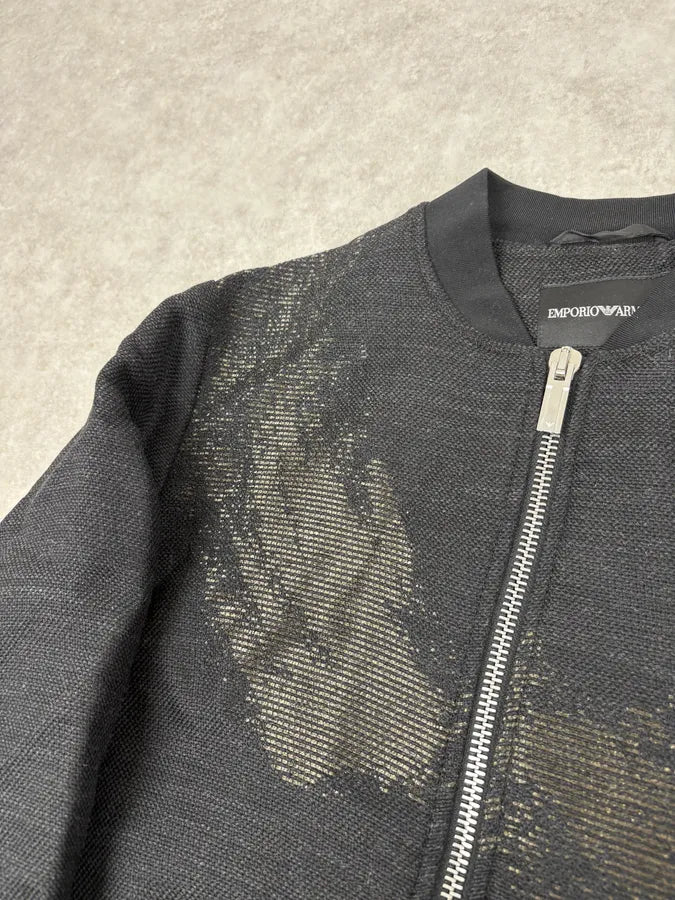 AW2015 Emporio Armani Black Wool Aura Bomber Jacket rbWtIMZ 5