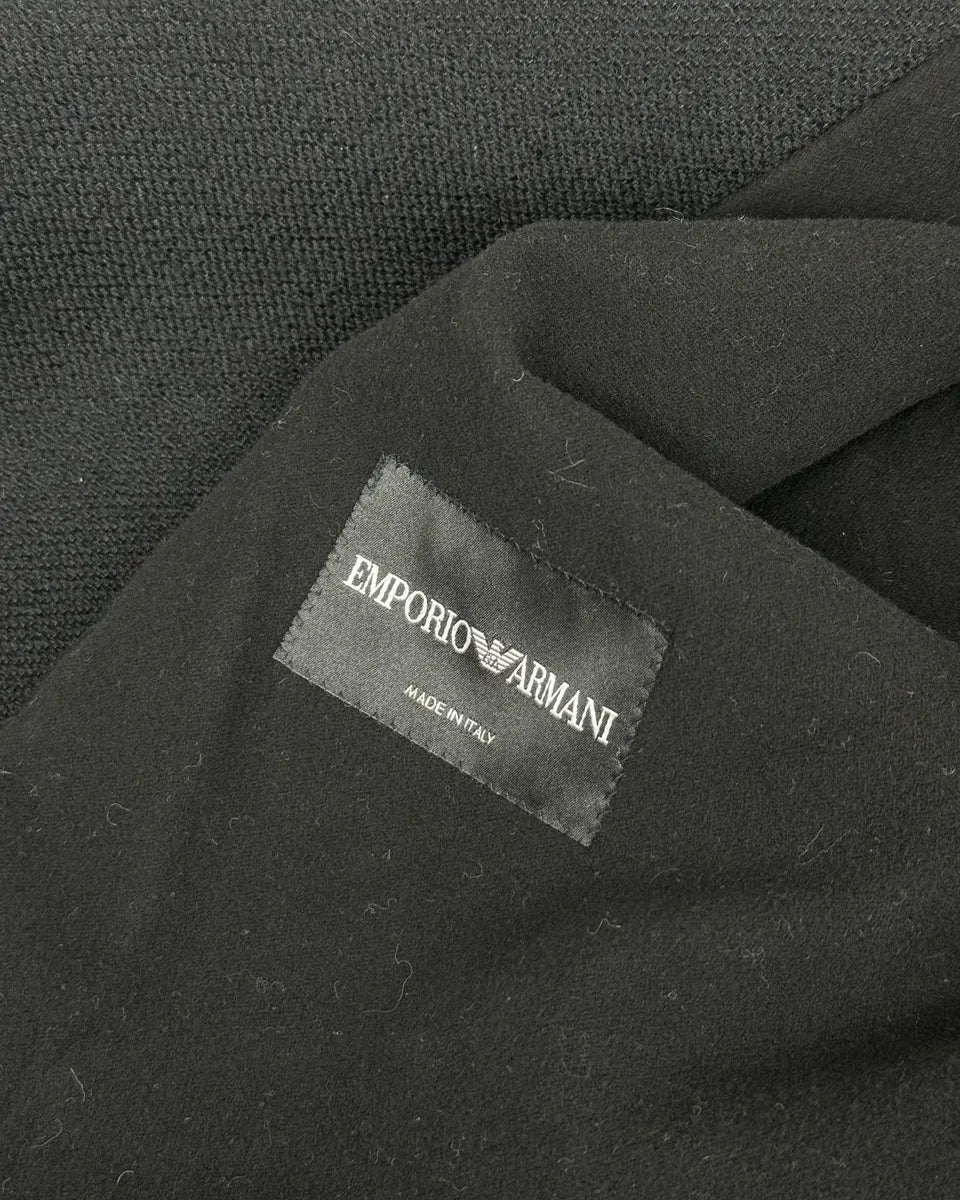 AW2015 Emporio Armani Black Wool Aura Long Trench Jacket qvxwRGs 10