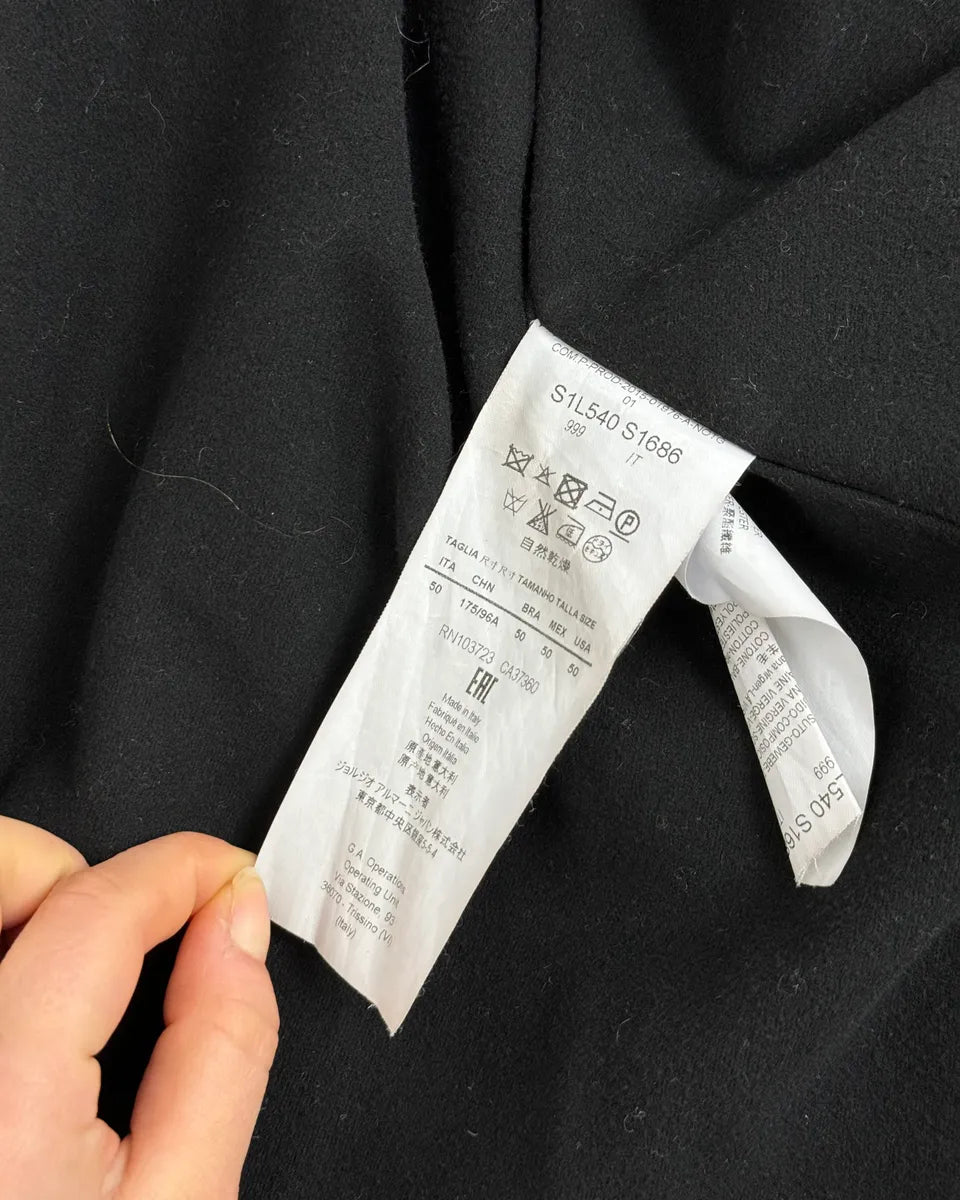 AW2015 Emporio Armani Black Wool Aura Long Trench Jacket qvxwRGs 11