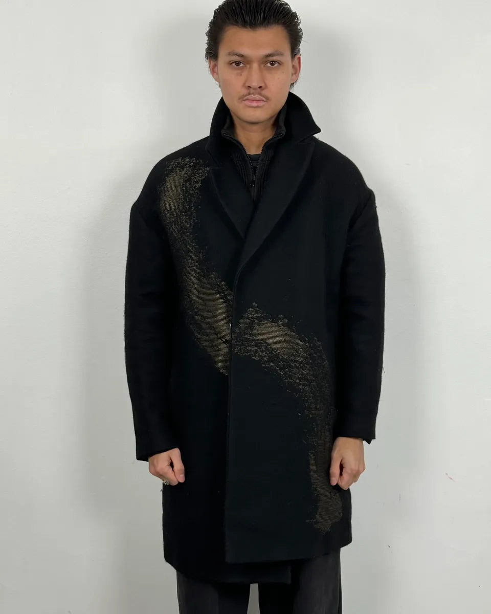 AW2015 Emporio Armani Black Wool Aura Long Trench Jacket qvxwRGs 2