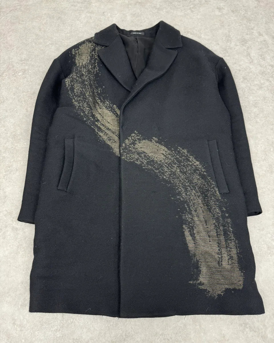 AW2015 Emporio Armani Black Wool Aura Long Trench Jacket qvxwRGs 4