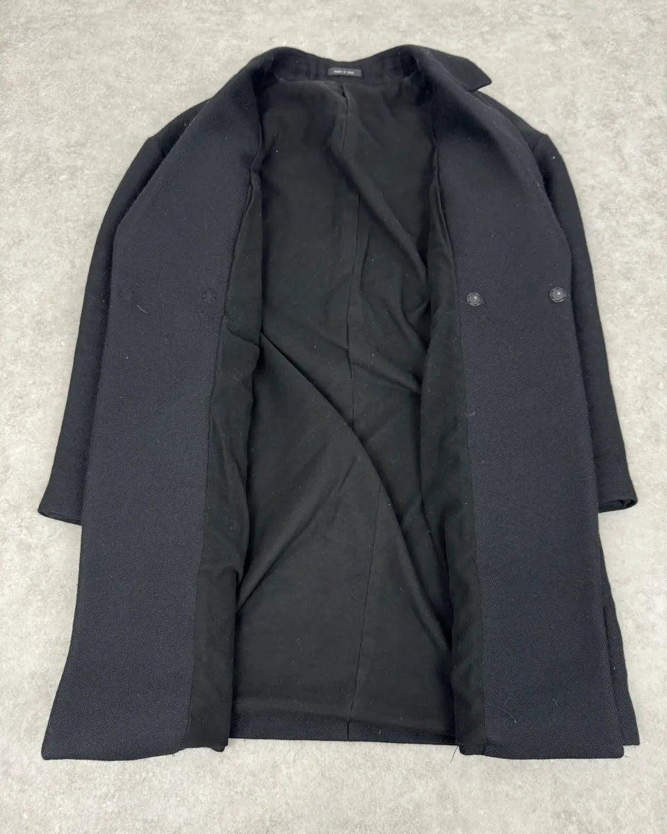 AW2015 Emporio Armani Black Wool Aura Long Trench Jacket qvxwRGs 9