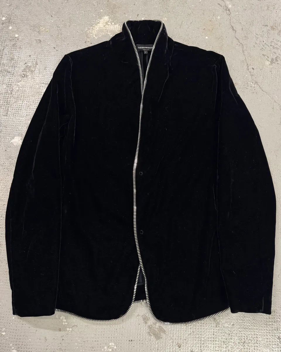 AW2015 Emporio Armani Class Black Velvet Zip Jacket knTcddg 0