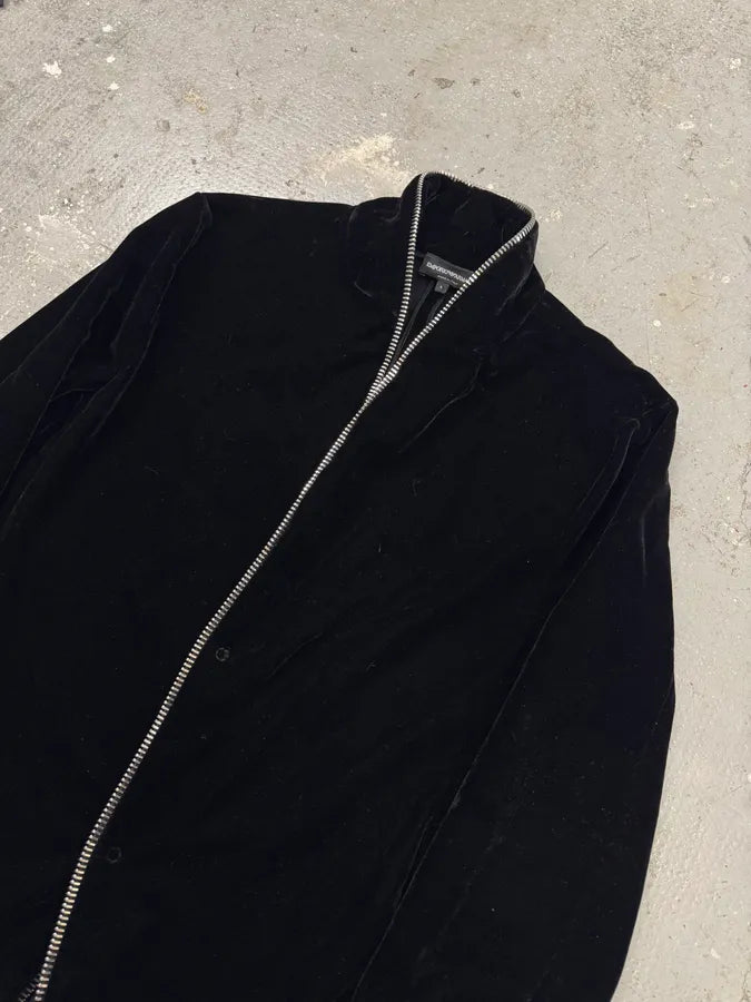 AW2015 Emporio Armani Class Black Velvet Zip Jacket knTcddg 1