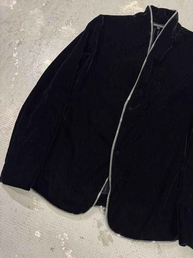 AW2015 Emporio Armani Class Black Velvet Zip Jacket knTcddg 2