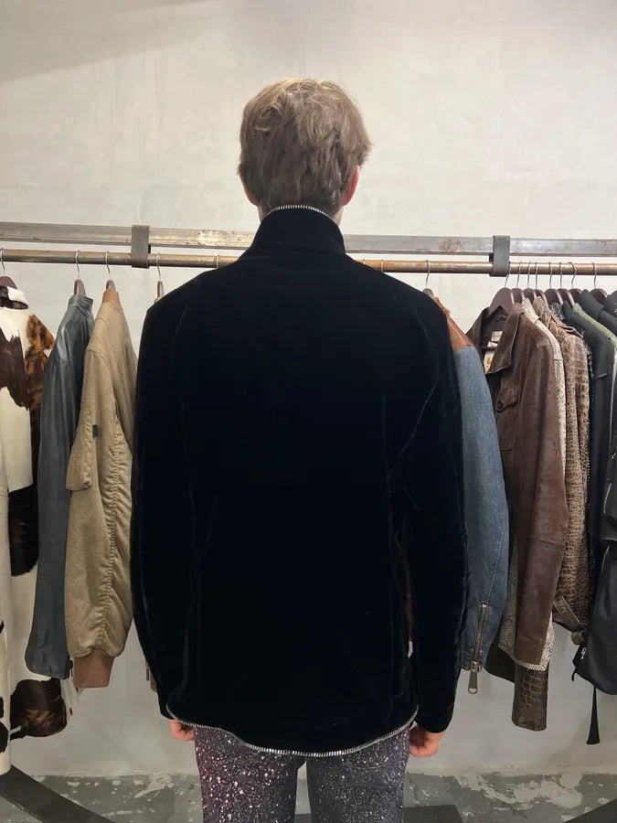 AW2015 Emporio Armani Class Black Velvet Zip Jacket knTcddg 4