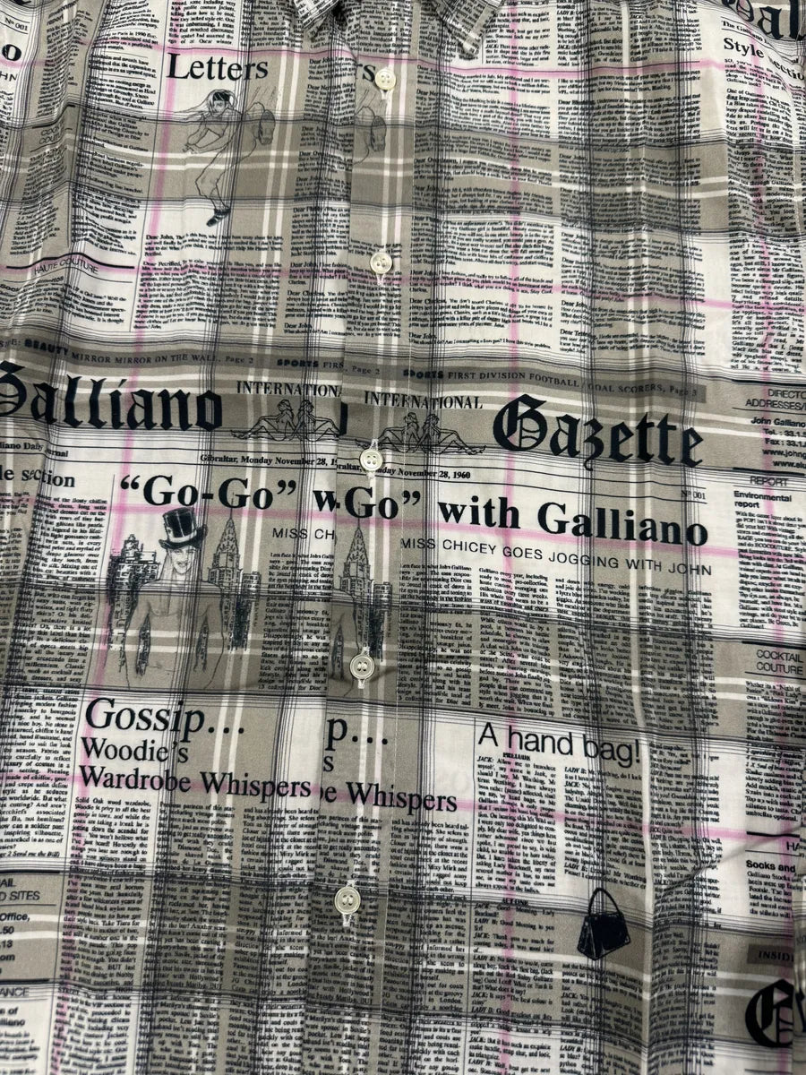 AW2015 Galliano Newspapers Magazine Green & White Shirt pbCOmQG 10