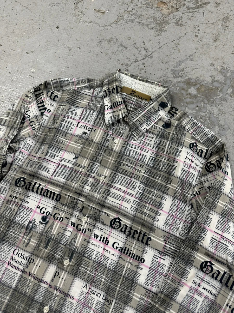 AW2015 Galliano Newspapers Magazine Green & White Shirt pbCOmQG 11