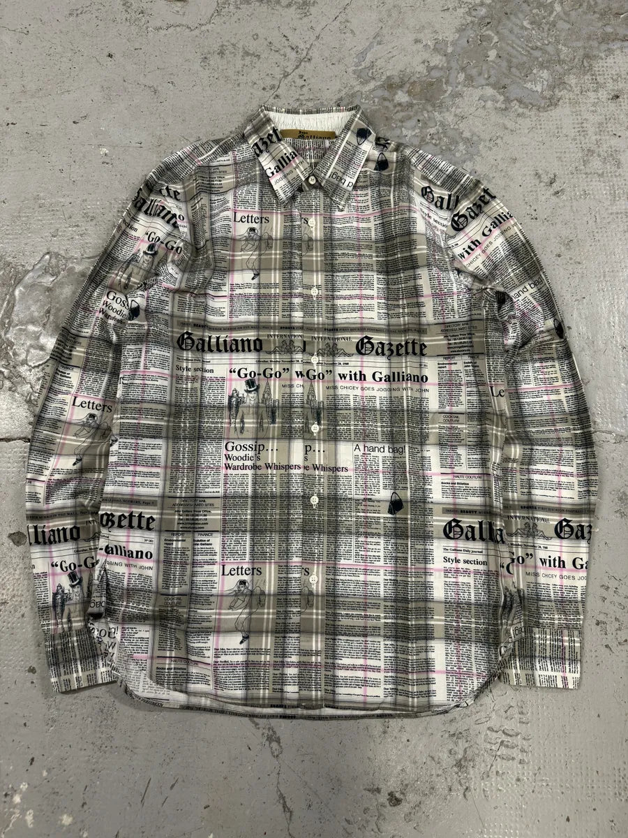 AW2015 Galliano Newspapers Magazine Green & White Shirt pbCOmQG 3
