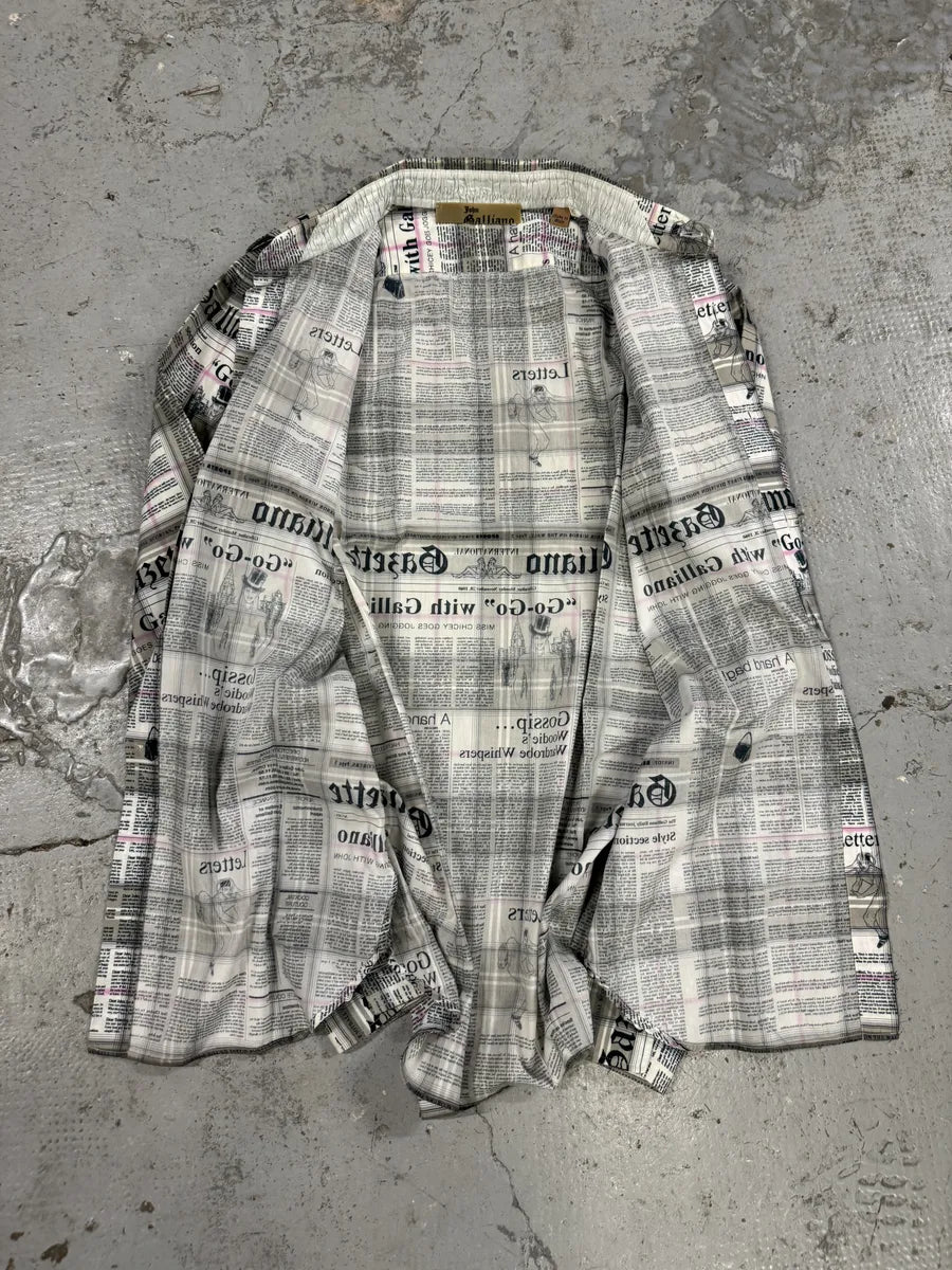 AW2015 Galliano Newspapers Magazine Green & White Shirt pbCOmQG 6