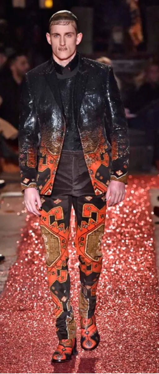AW2015 Givenchy Black Wool Geometric Carpet Trompe L'Oeil Pants by Riccardo Tisci GkFXIeOP 4