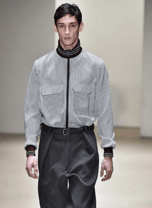 AW2015 Jil Sander Black & White Striped Light Zip-Up Jacket zYZQpGU 1