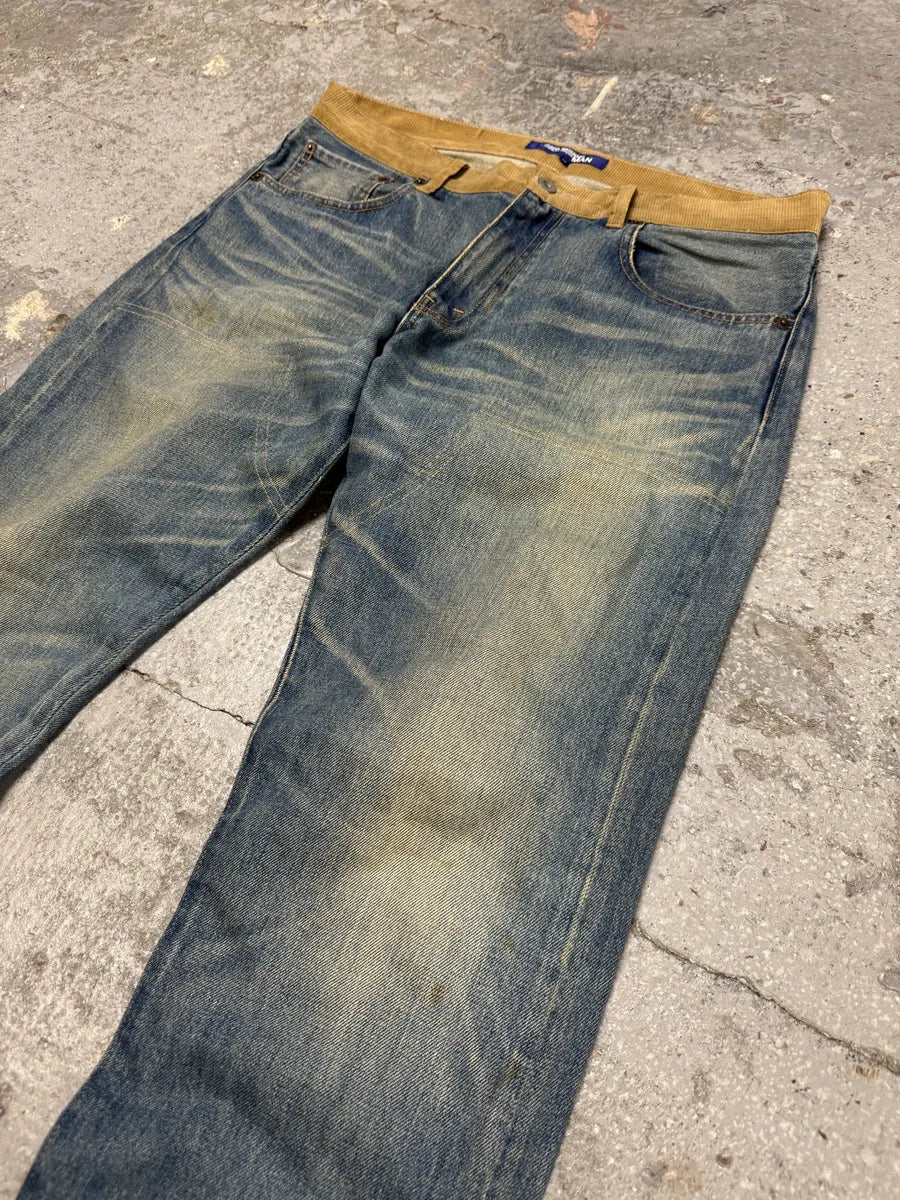 AW2015 Junya Watanabe x Comme des Garçons Vibrant Orange Back Blue Denim Jeans kqfQVsC 12