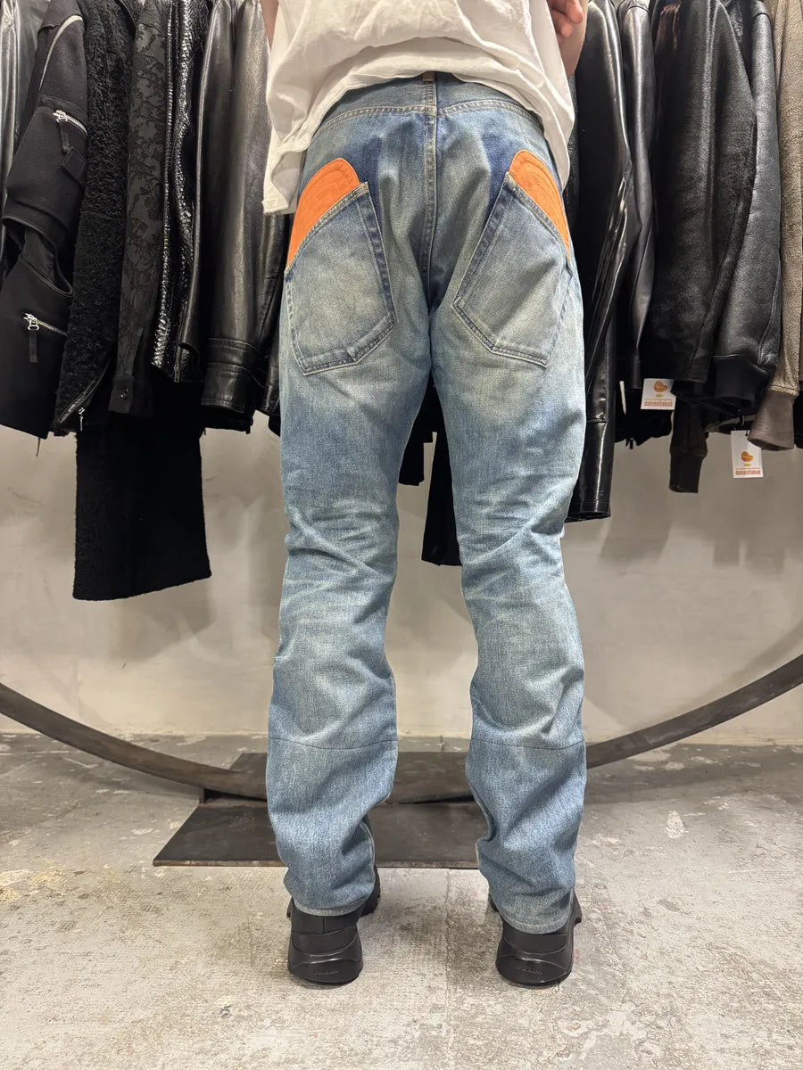 AW2015 Junya Watanabe x Comme des Garçons Vibrant Orange Back Blue Denim Jeans kqfQVsC 2