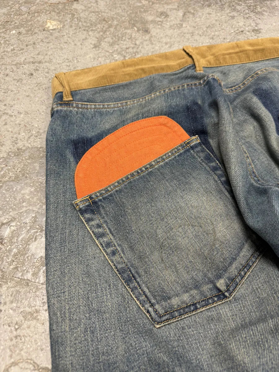 AW2015 Junya Watanabe x Comme des Garçons Vibrant Orange Back Blue Denim Jeans kqfQVsC 6