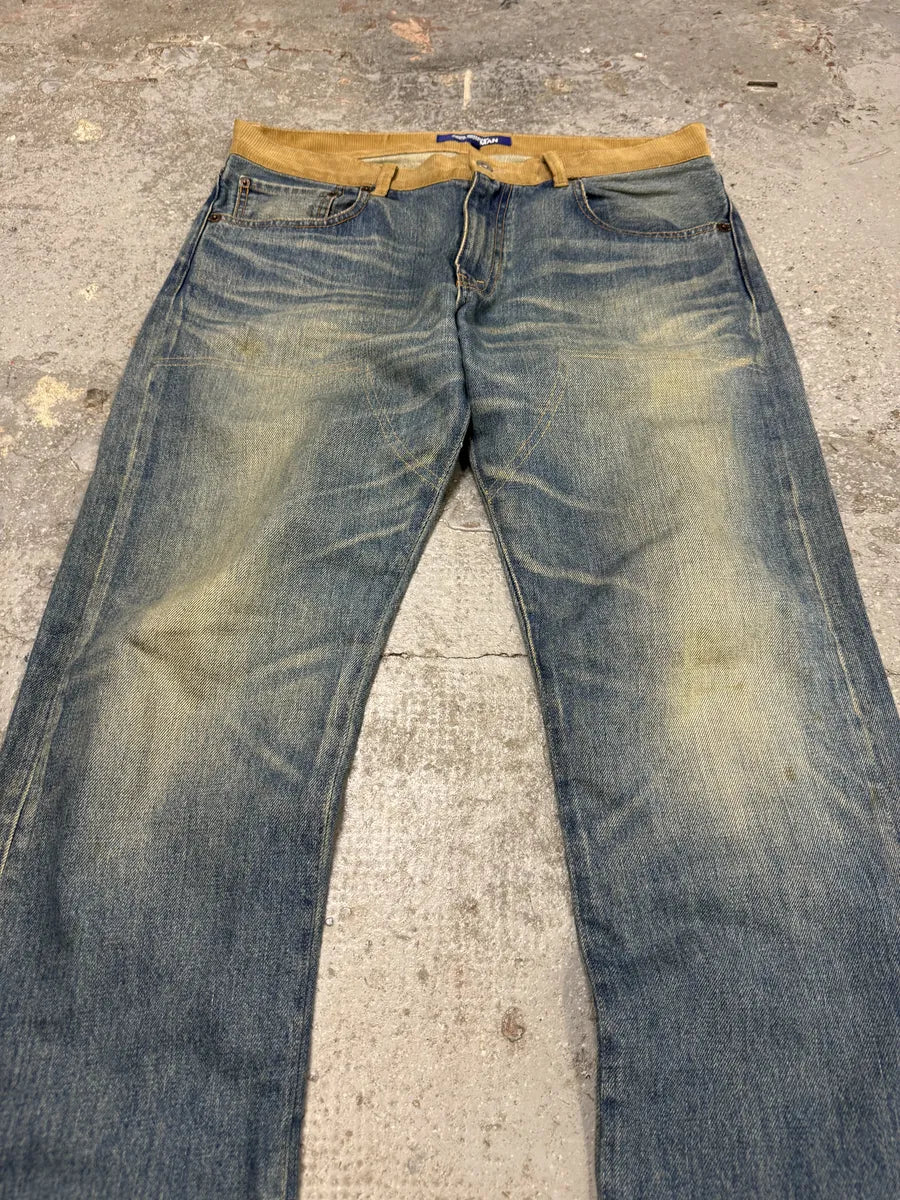 AW2015 Junya Watanabe x Comme des Garçons Vibrant Orange Back Blue Denim Jeans kqfQVsC 9