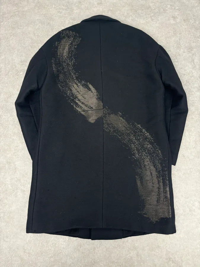 AW2015 Emporio Armani Black Wool Aura Long Trench Jacket CryRclG 5