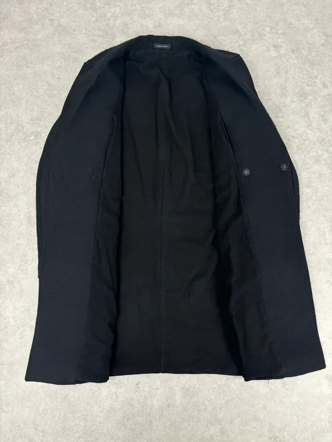 AW2015 Emporio Armani Black Wool Aura Long Trench Jacket CryRclG 7