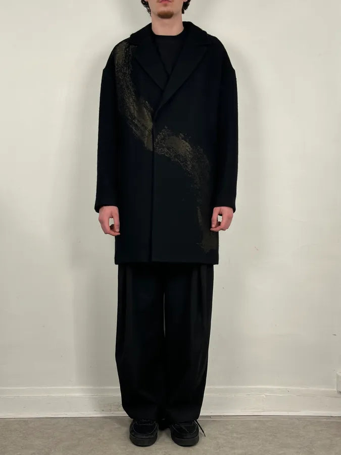 AW2015 Emporio Armani Black Wool Aura Long Trench Jacket CryRclG 2