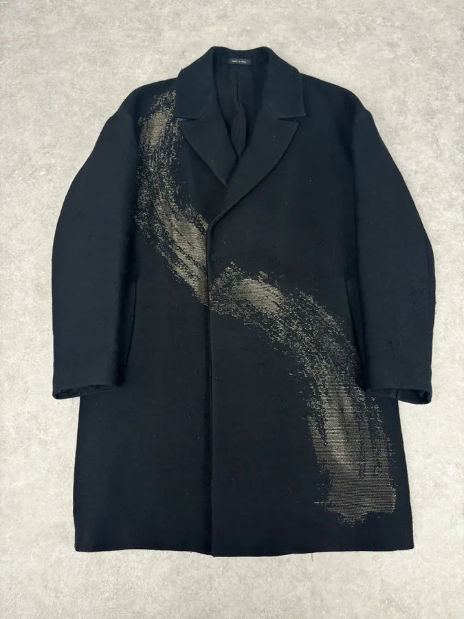 AW2015 Emporio Armani Black Wool Aura Long Trench Jacket CryRclG 0