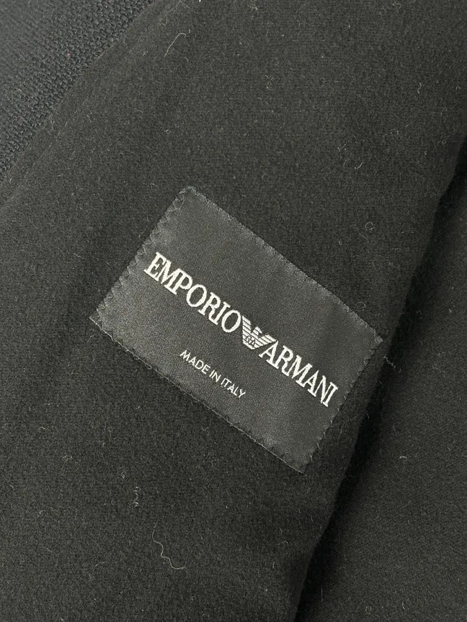 AW2015 Emporio Armani Black Wool Aura Long Trench Jacket CryRclG 9