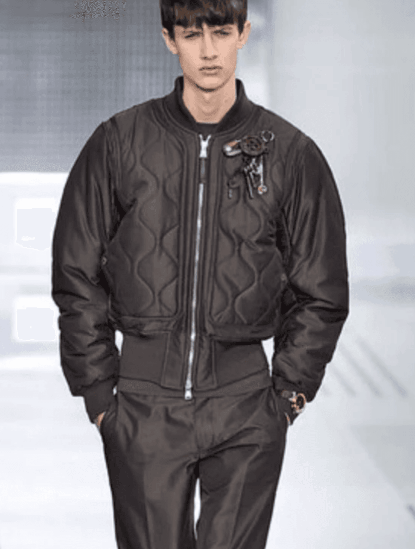 AW2015 Louis Vuitton Taupe Silk Quilted Bomber Jacket by Kim Jones OJIBfJp 1