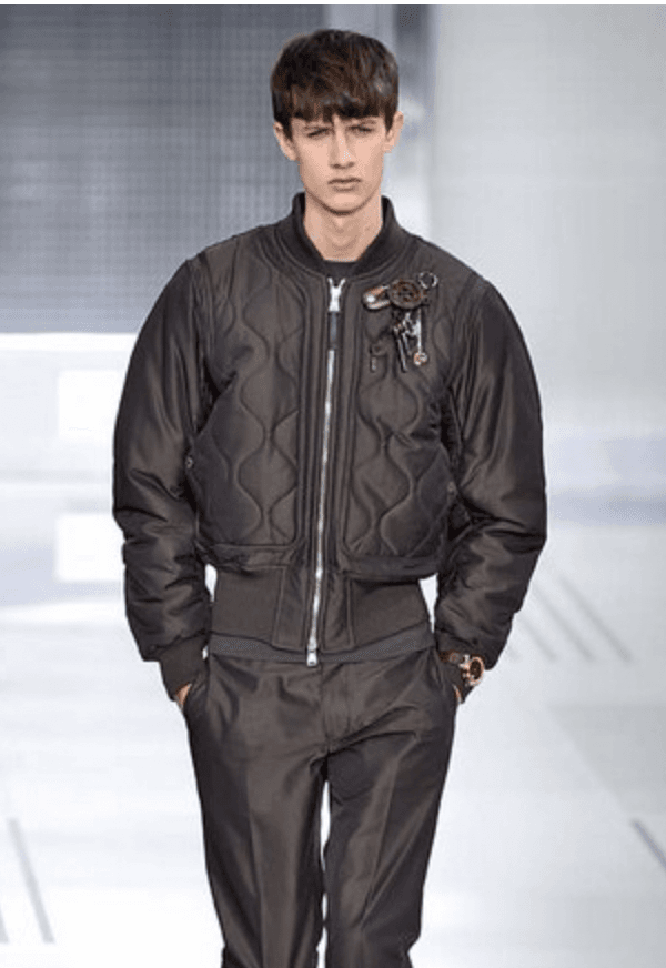 AW2015 Louis Vuitton Taupe Silk Quilted Bomber Jacket GzypPLM 1