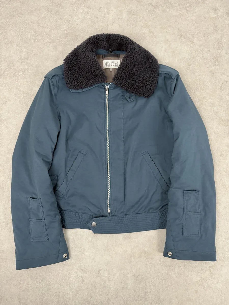 AW2015 Maison Margiela Navy Bomber Jacket with Shearling Collar MwBFeXz 0